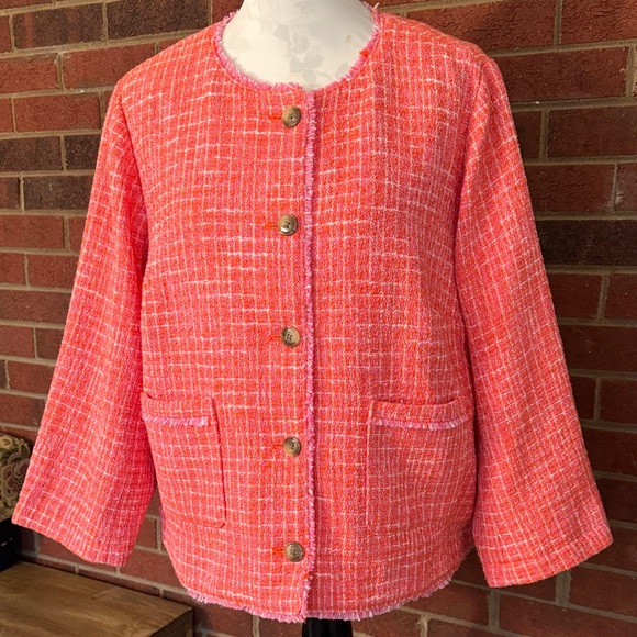 J. Jill Clemtineu Dahlia Tweed XL Petite Blazer - Picture 2 of 10